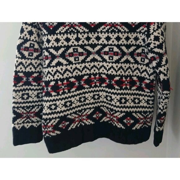 Vtg J. Crew Hand Knit 100% Lambswool V Neck Sweater Size Small Black Knit Winter - Picture 8 of 10